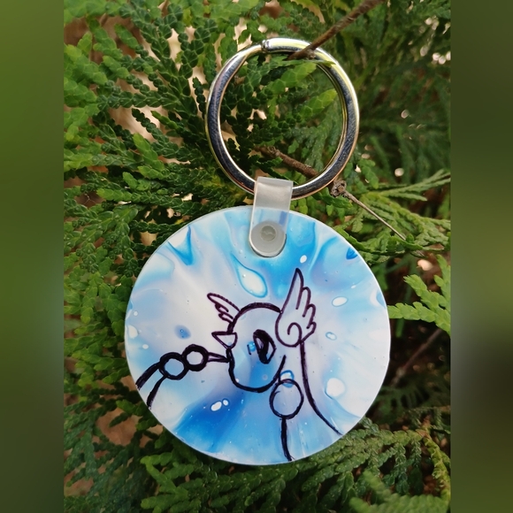 "Dratini" Arcylic Pappy Pour Painted Pokemon Keychain - Picture 1 of 3